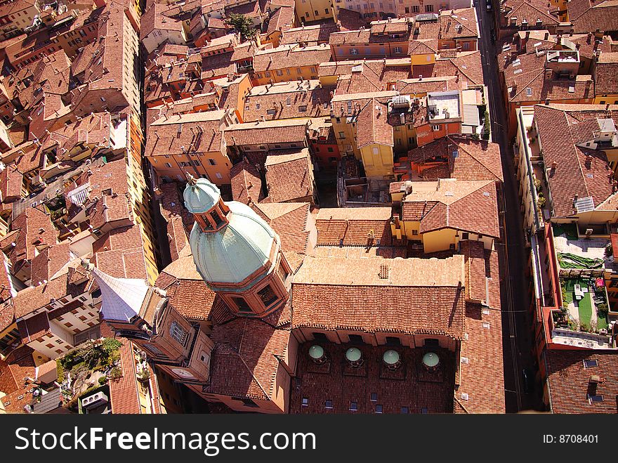 View at Bologna in Italy from the Asinelli tower