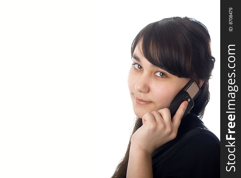 The beautiful girl with mobile phones. The beautiful girl with mobile phones