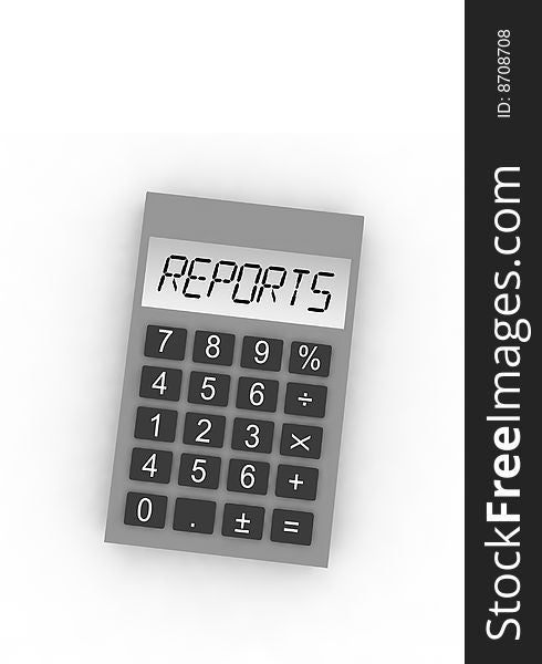 Calculator with word reports - isolated illustration