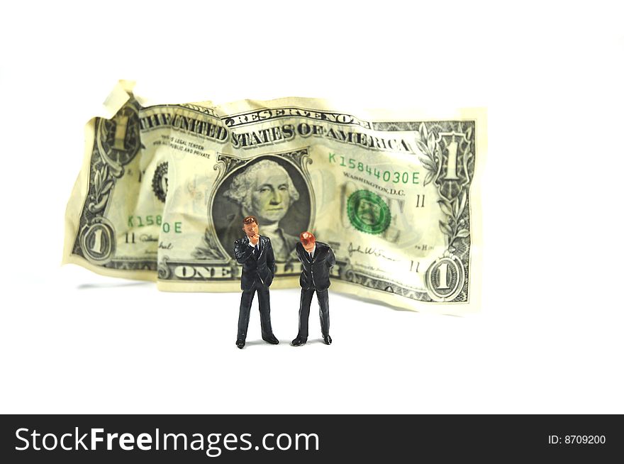 Two businessmen in front of a dollar. Two businessmen in front of a dollar