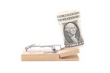 American Dollar Bill On Mouse Trap Stock Image