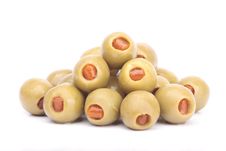 Stuffed Olives Isolated Over White Background Stock Photo Stuffed Olives Isolated Over White Background Stock Photo