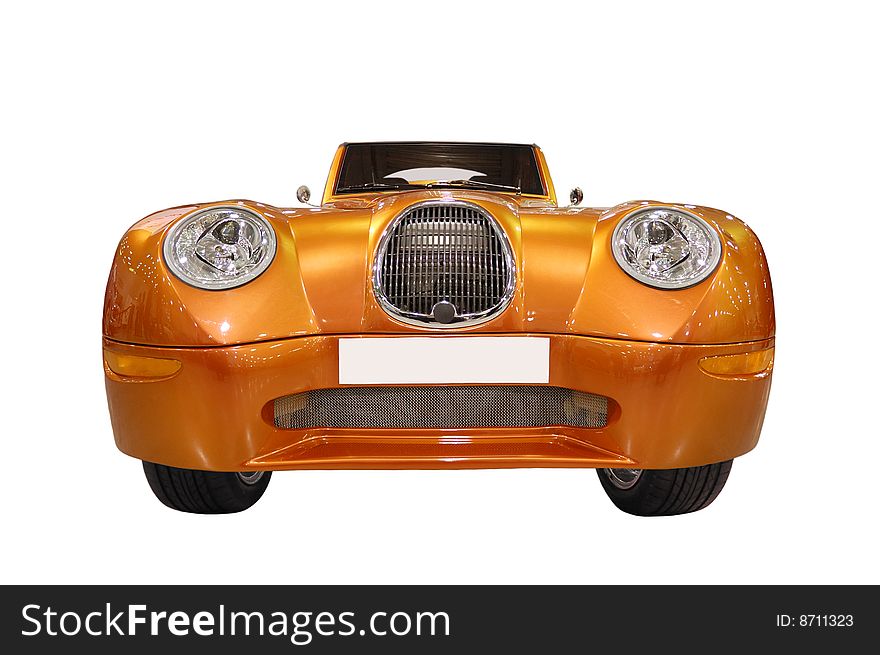 Modern yellow car isolated over white background