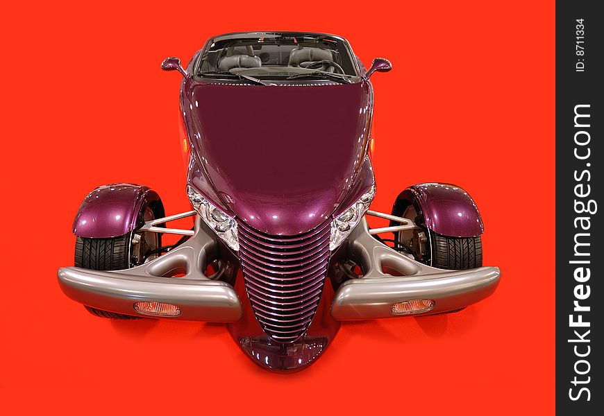 Modern violet car over red background