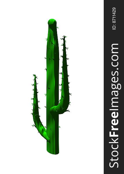 Green 3d cactus isolated over white background