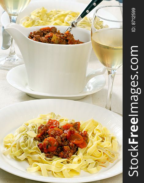 Italian pasta with meat and sauce. Italian pasta with meat and sauce