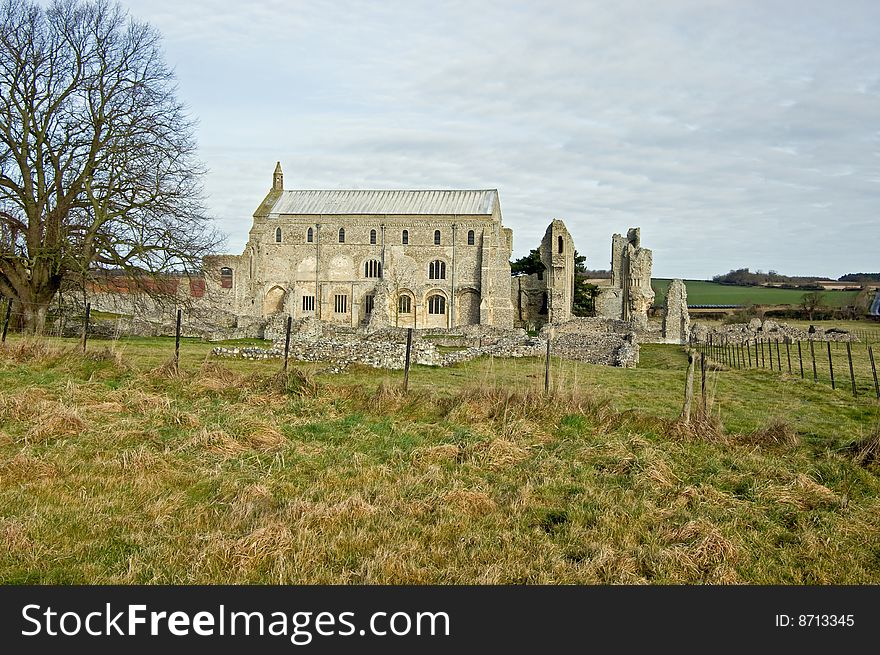 A ruined Abbey in the Norfolk countryside