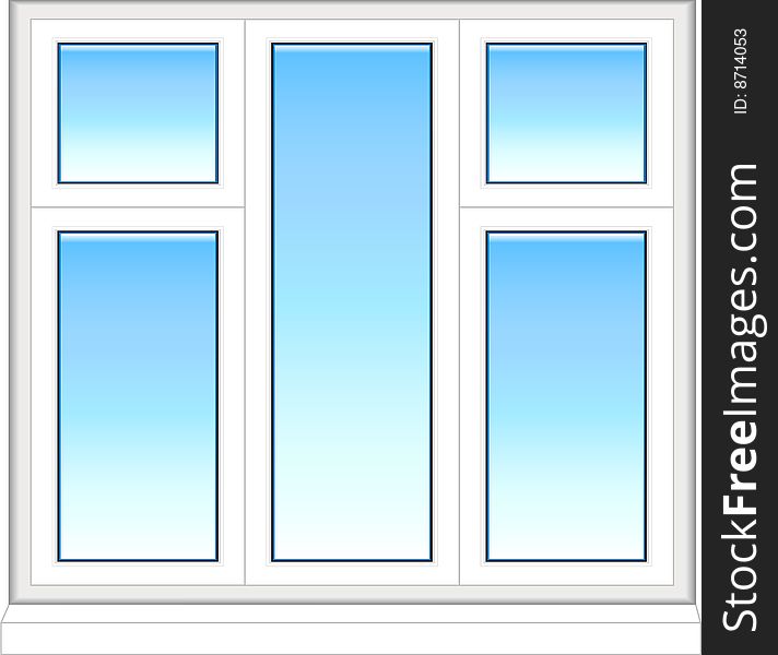 Vector illustration of a window with reflection on glass. Vector illustration of a window with reflection on glass