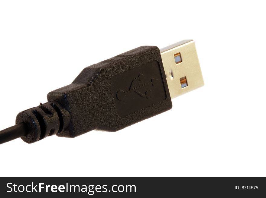 A USB plug isolated on a white background.