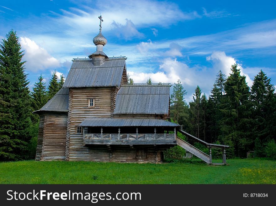 Wooden christyan temple in the forest. Wooden christyan temple in the forest