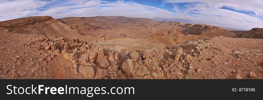 Panoramic View Of The Crater In South Israel