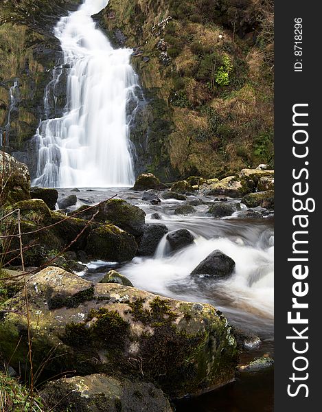 Detail Time lapse of Waterfall and Stream in Ireland. Detail Time lapse of Waterfall and Stream in Ireland