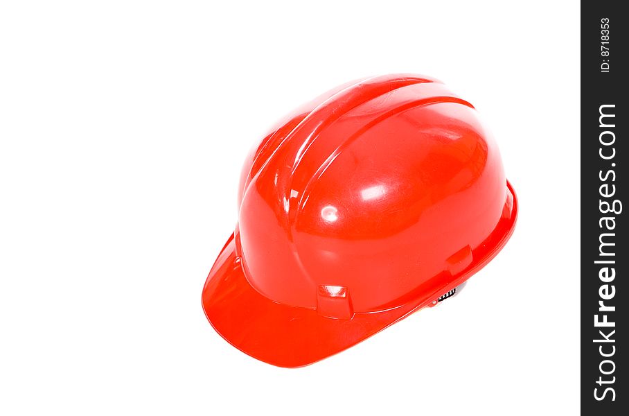 Red helmet on white background