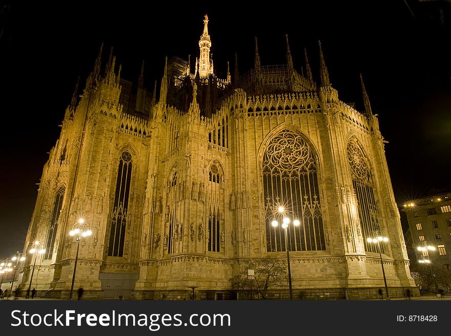 Dome cathedral in milan italy at night