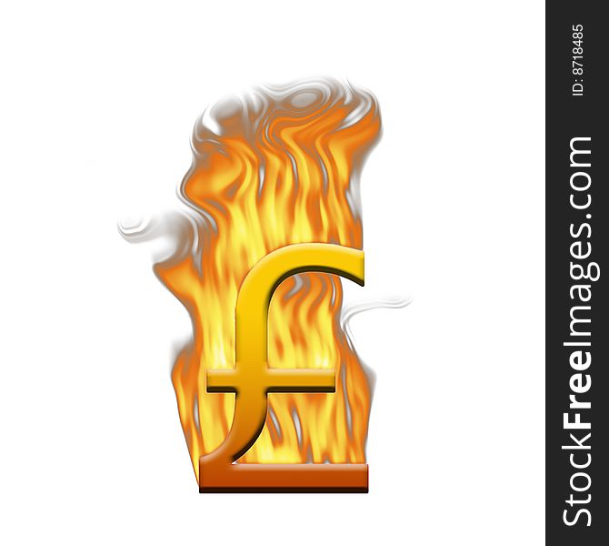 Flame effect applied to Pound currency symbol. Flame effect applied to Pound currency symbol