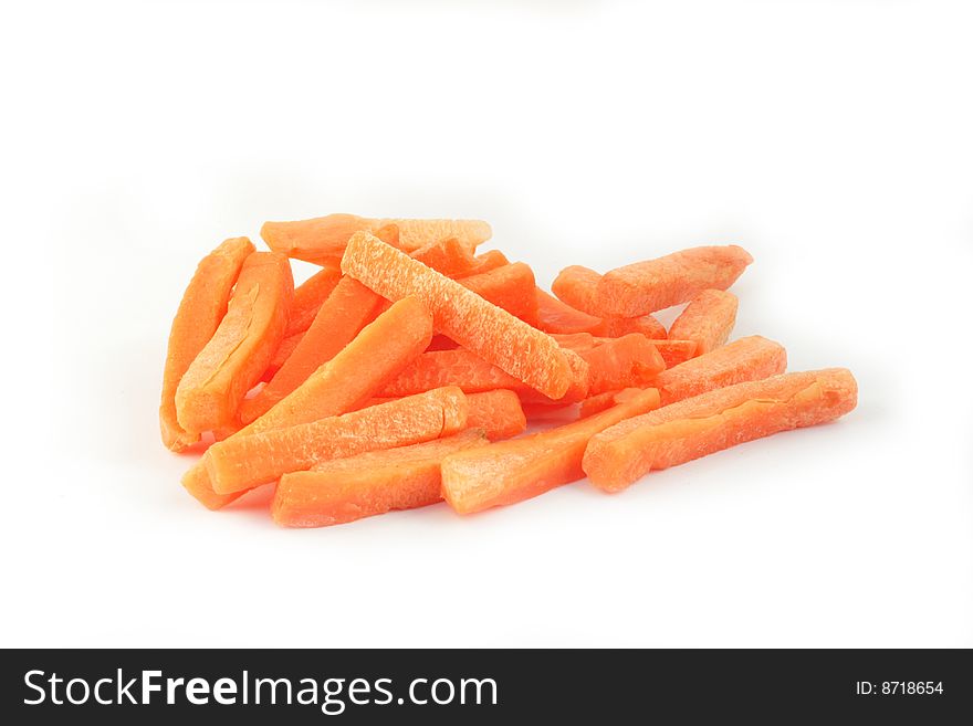 Image of sliced carrots isolated on a white background