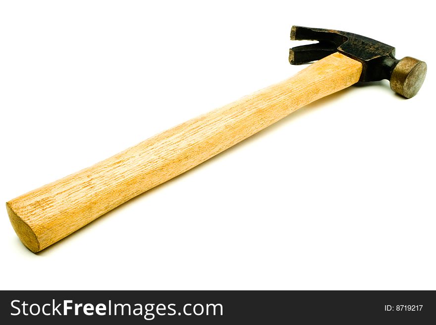 Close-up of a claw hammer isolated over white. Close-up of a claw hammer isolated over white