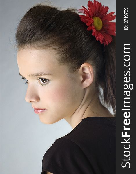 Beautiful young girl portrait in studio