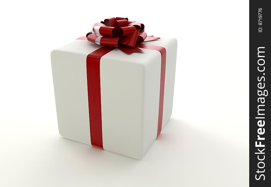 Isolated present with red band on the white background