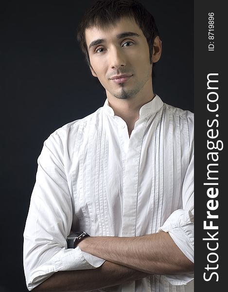 Handsome young man portrait in studio