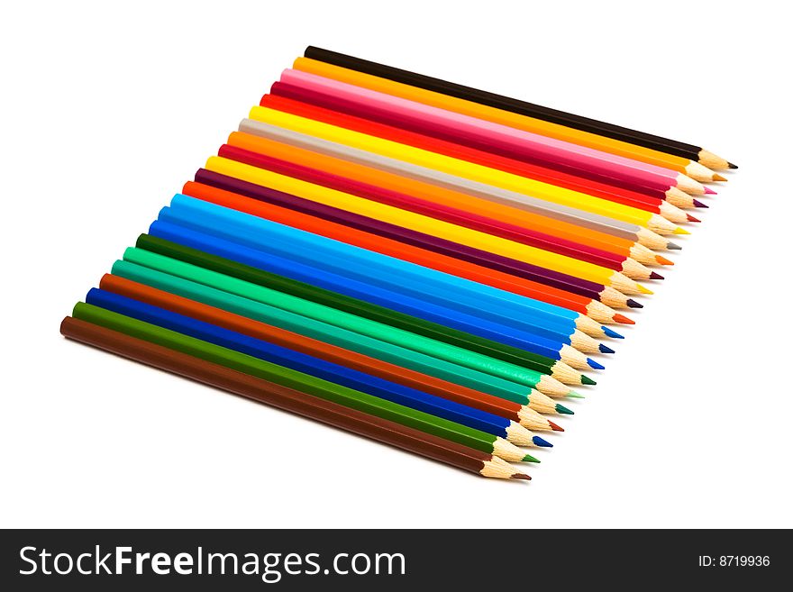 Beautiful color pencils on a white background