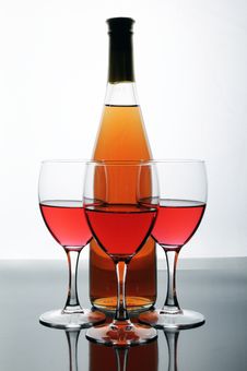 Bottle And Glasses Of Wine Royalty Free Stock Photo