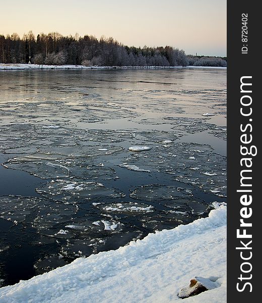 A gulf covered with ice. A gulf covered with ice