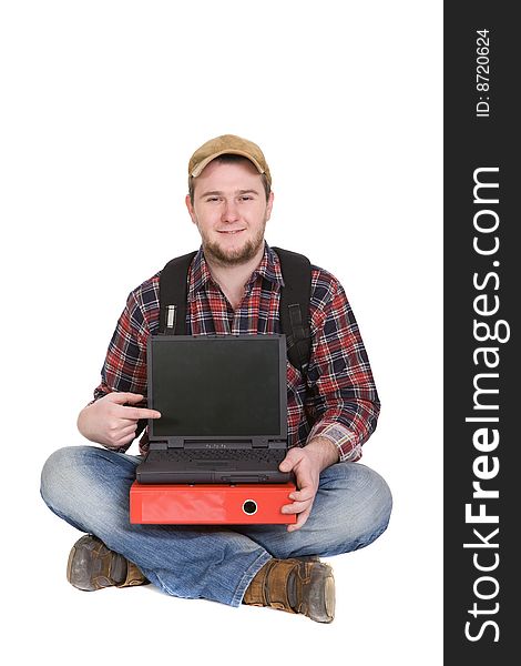 Casual student over white background