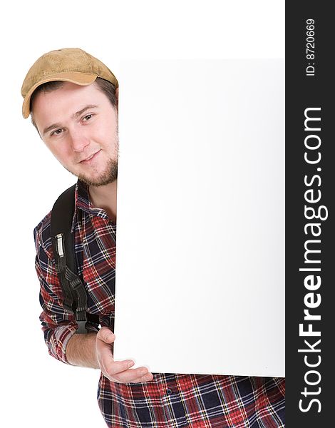 Casual student over white background