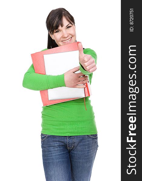 Happy student over white background. Happy student over white background