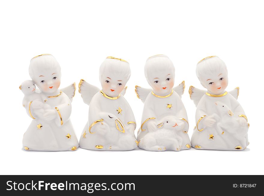 Figures of a porcelain angels. Figures of a porcelain angels