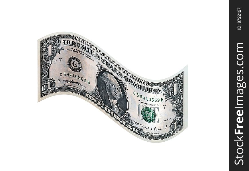 Isolated one dollar on a white background