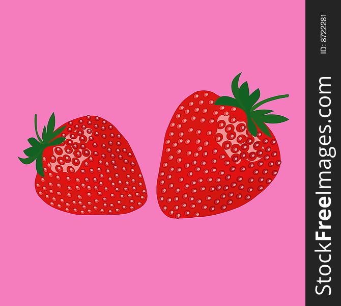 Vector illustration with two strawberries. Vector illustration with two strawberries