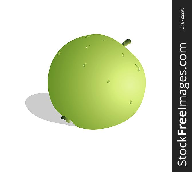 Vector illustration with one green apple