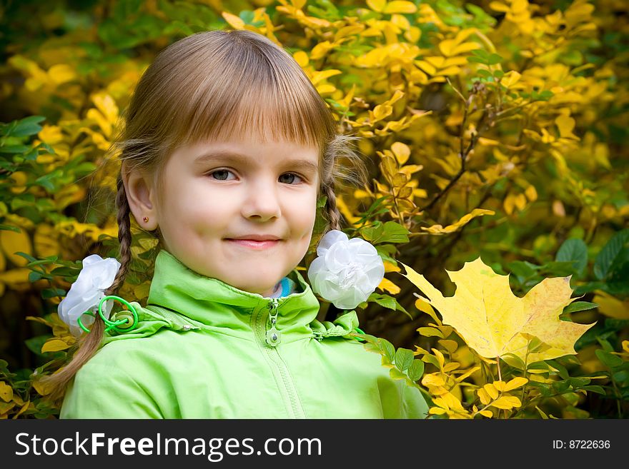 The little girl in autumn park