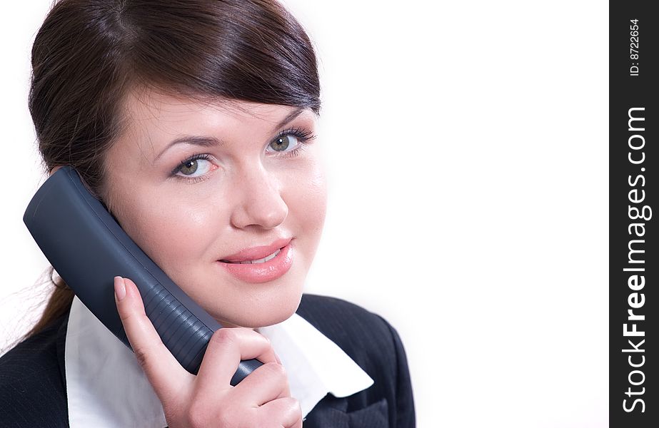 Portrait of young beautiful woman in office environment