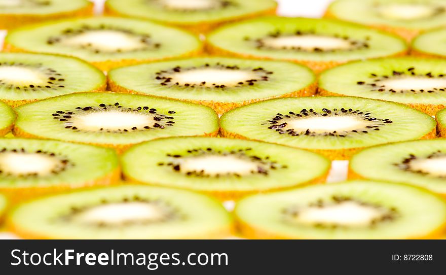 Kiwi Slices On White Closeup