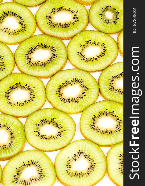 Kiwi Slices On White Closeup