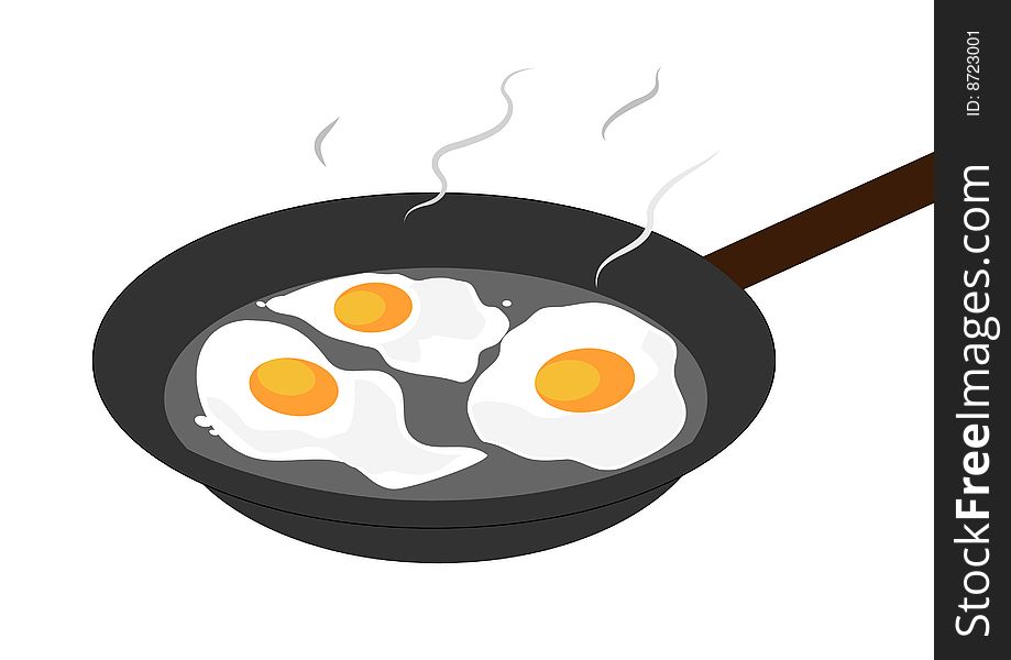 Vector illustration with pan and omelet