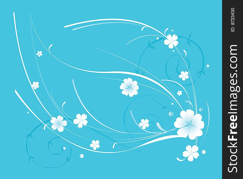 Gentile floral ornament,white flowerses on blue background. Gentile floral ornament,white flowerses on blue background