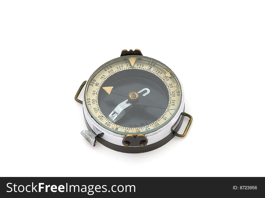 Old compass. Selective focus. 1940 year