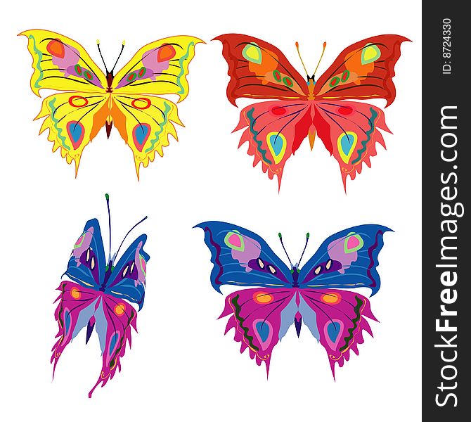 Vector illustration with four butterflies. Vector illustration with four butterflies