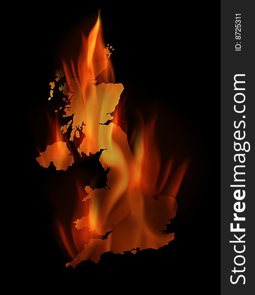 The hot fire is burning in the country of England. The hot fire is burning in the country of England