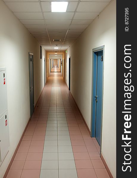 Long corridor in office building