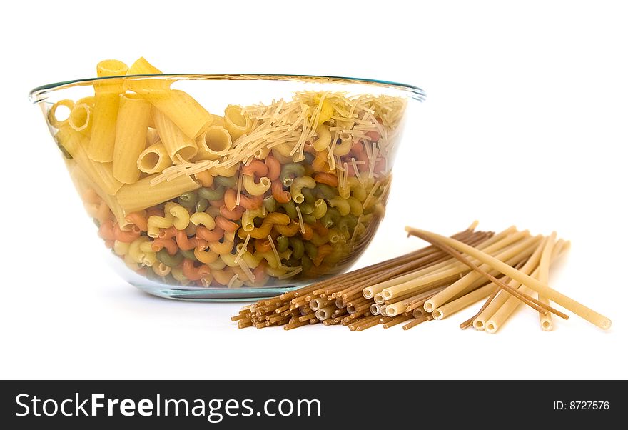 Noodles bowl isolated on white