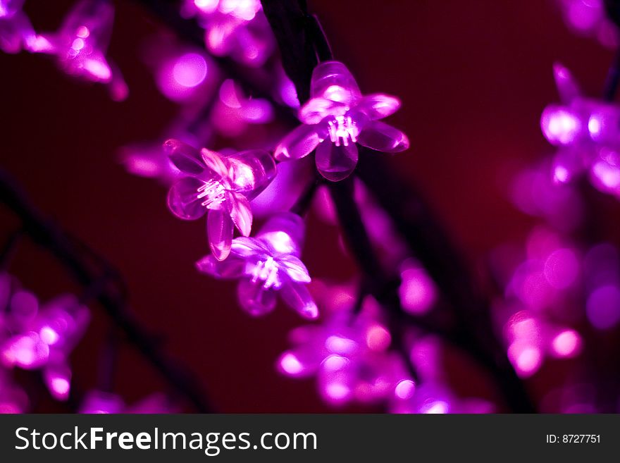 Glowing branch of electronic flowers. Glowing branch of electronic flowers