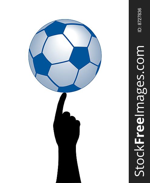 Hand and football ball, vector. Hand and football ball, vector