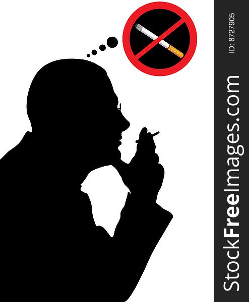 No smoking, man smoking cigarette, vector