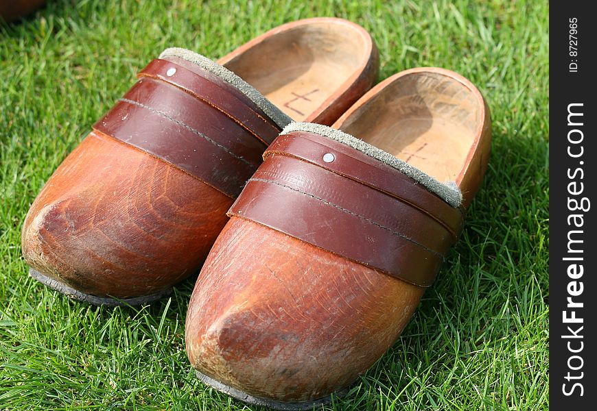 Nice clogs on green grass