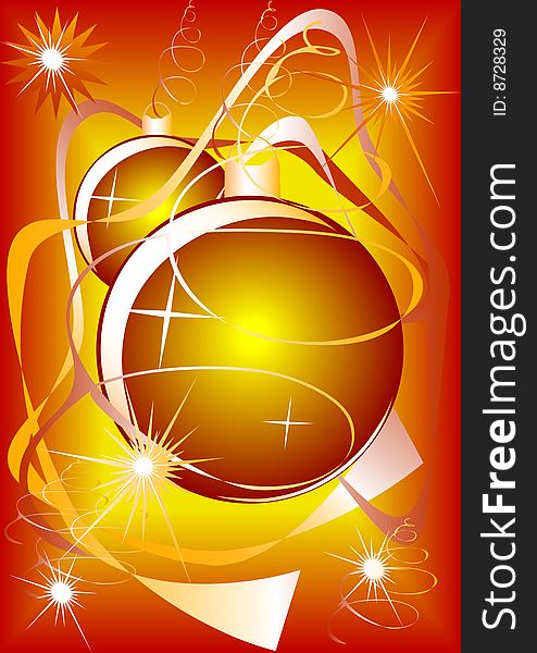 Orange colored christmas baubles, background vector